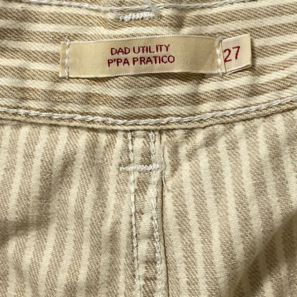 Levi’s Dad Utility Pants Size 27L30 — White with Cream Stripes, Oversized Fit - Picture 9 of 12